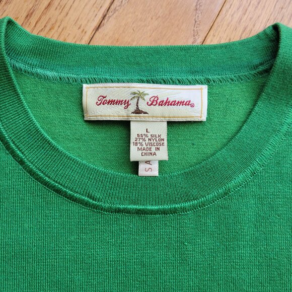 Tommy Bahama Sweater Silk Nylon Blend Green Pullover Long Sleeve L - Picture 4 of 11